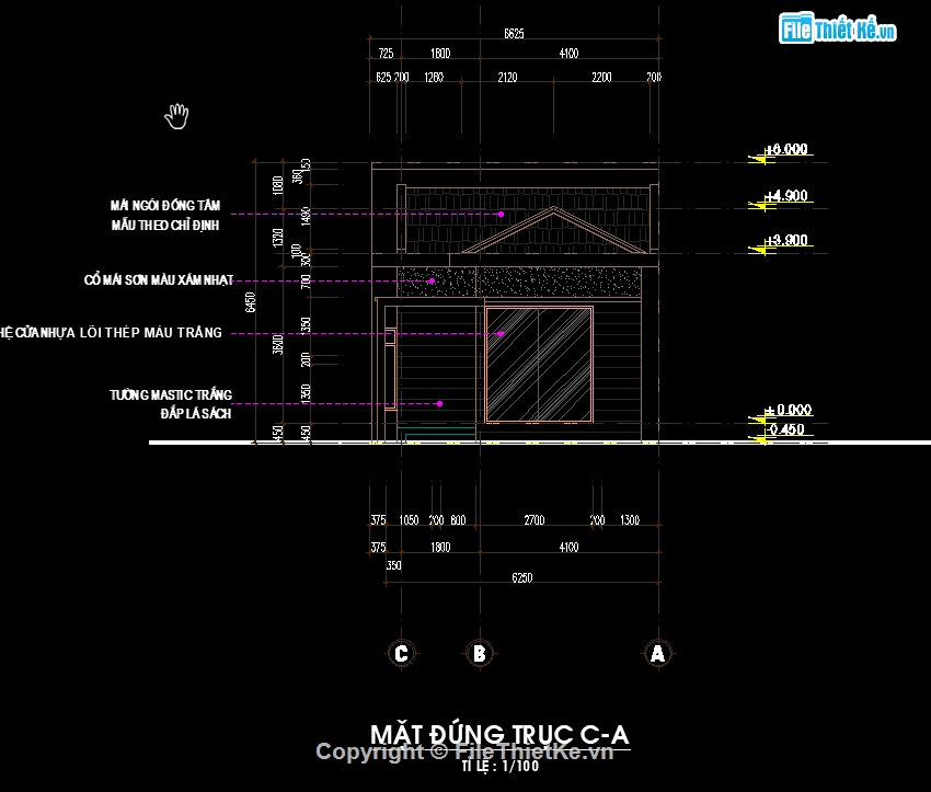 Bản vẽ cad Nhà cấp 4,Cad + su nhà cấp 4,bản vẽ nhà 1 tầng,Nhà cấp 4 kích thước 6.25x23.74m